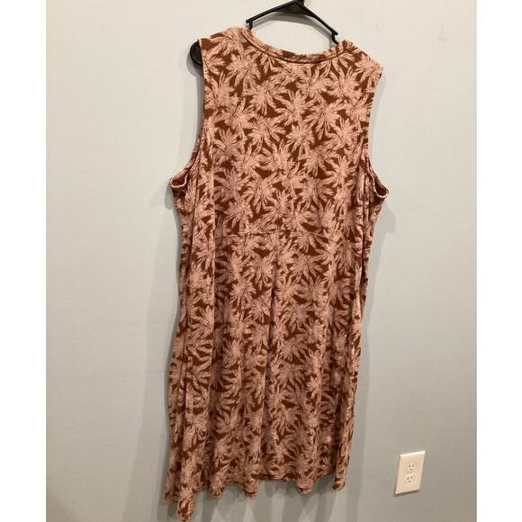 J.Jill Womens Sleeveless Dress Plus Size 3X Brown Tropical Boho Beachy Cotton - Picture 5 of 9
